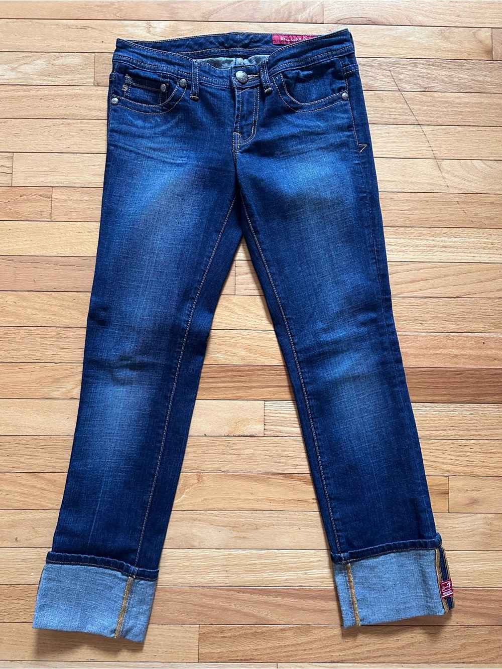 Seven7 Dark Blue Cuffed Cropped Jeans